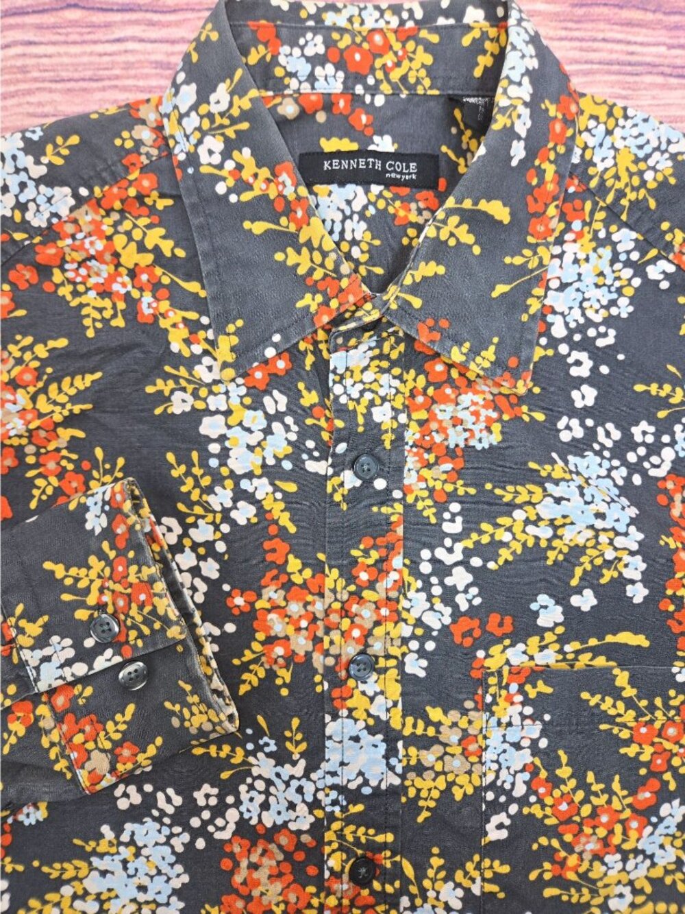 Kenneth Cole Mens Floral Shirt Size Medium